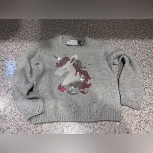 The Children's Place Gray Sweater with Pink & Silver Sequin Unicorn